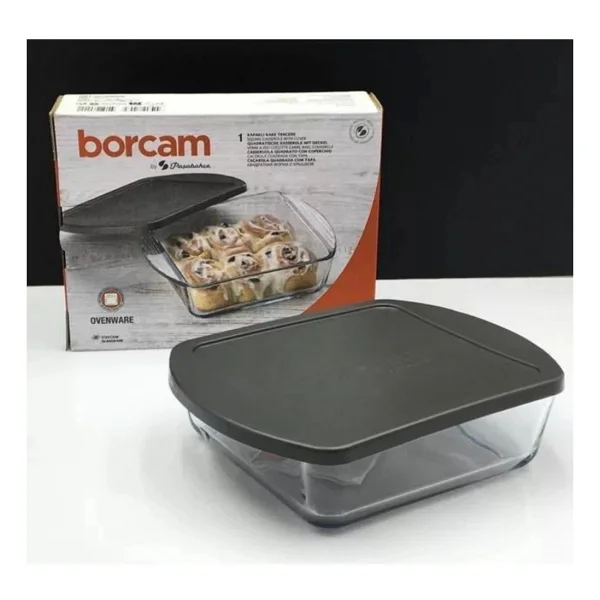 Paşabahçe 59854 1040 Cc 21x16 Cm Plastik Kapaklı Kare Borcam - Görsel 2