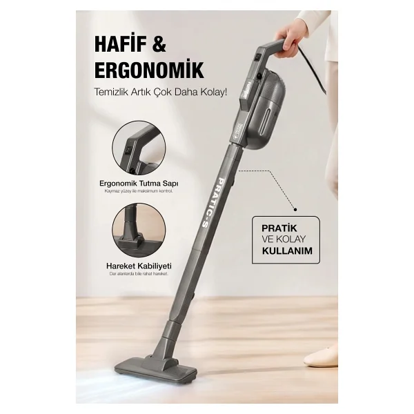 Fantom Pratik-S P 1200 Antrasit Dikey Elektrikli Süpürge - Görsel 10