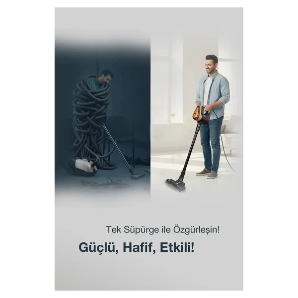 Fantom Pluto P 6000 Cyclone Siyah Elektrikli Dikey Süpürge - Görsel 6