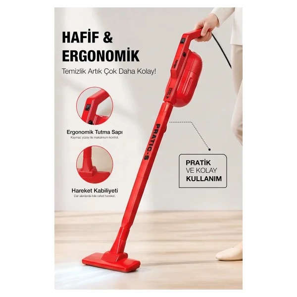 Fantom Pratik-S P 1200 Kırmızı Dikey Elektrikli Süpürge - Görsel 10