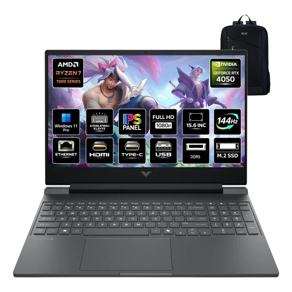 Hp Victus 15-Fb3038nt Bx9u9ea Ryzen 7 7445h 16 GB 512 GB SSD Rtx4050 15.6" Full HD Gaming Laptop - Görsel 7
