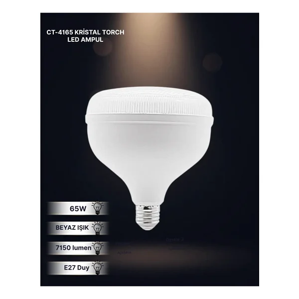 Cata Ct-4165 Beyaz Işık 65 W E27 LED Ampul - Görsel 3