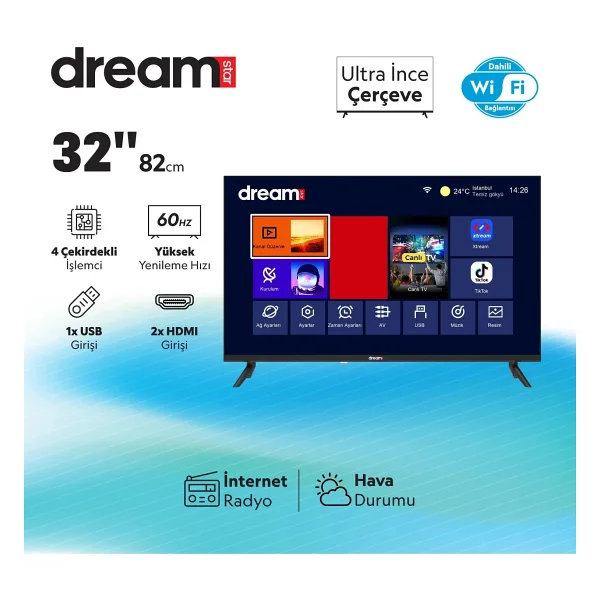 Dreamstar 32dse100 HD 32" 82 Ekran Uydu Alıcılı Smart LED TV - Görsel 2