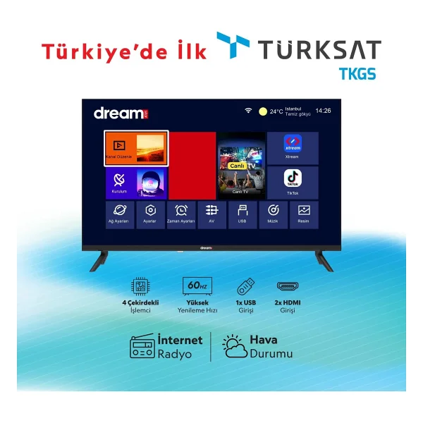 Dreamstar 32dse100 HD 32" 82 Ekran Uydu Alıcılı Smart LED TV - Görsel 3