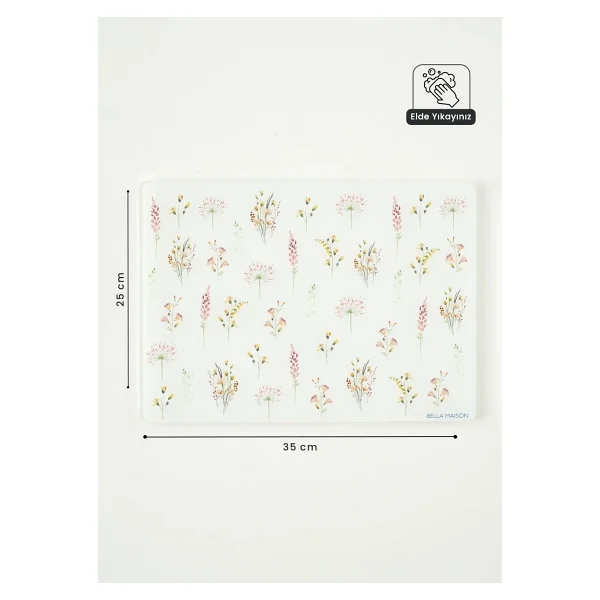 Bella Maison Flores 35x25 Cm Cam Kesme Tahtası - Görsel 4