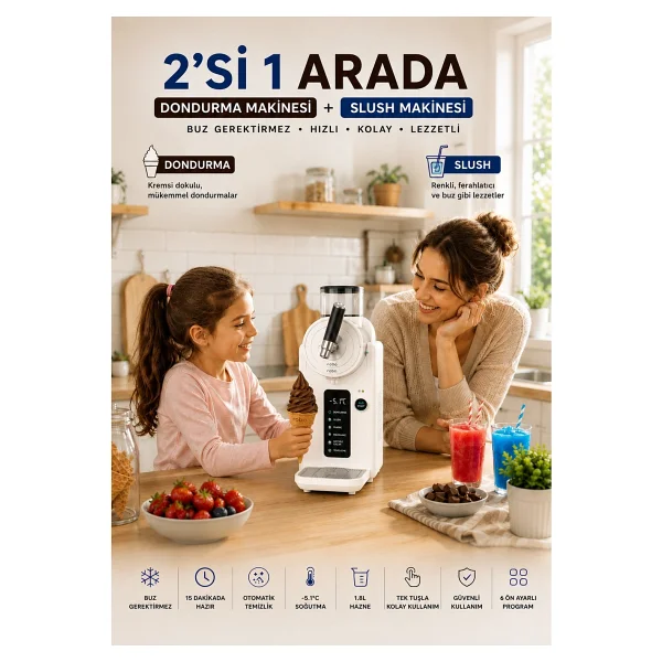 Robo 2in1 Gri Slush Ve Dondurma Makinesi - Görsel 9