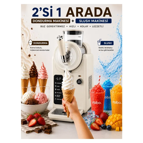 Robo 2in1 Gri Slush Ve Dondurma Makinesi - Görsel 2