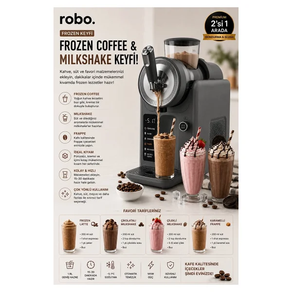 Robo 2in1 Gri Slush Ve Dondurma Makinesi - Görsel 6