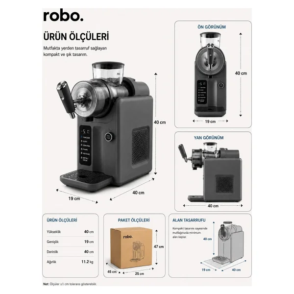 Robo 2in1 Gri Slush Ve Dondurma Makinesi - Görsel 8