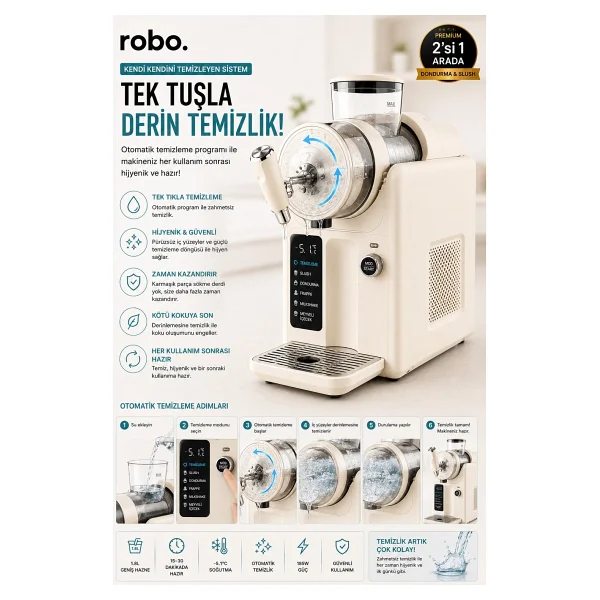 Robo 2in1 Beyaz Slush Ve Dondurma Makinesi - Görsel 3