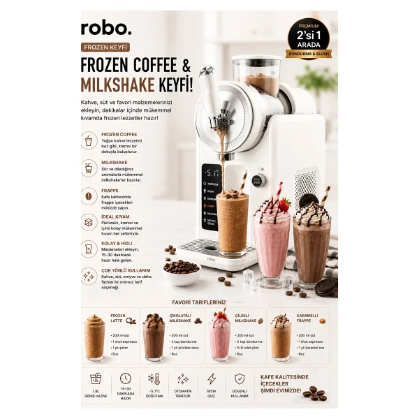 Robo 2in1 Beyaz Slush Ve Dondurma Makinesi - Görsel 4