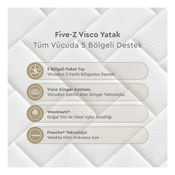 Yataş Five-Z Hybrid Seri 180x200 Cm Çift Kişilik Yatak - Görsel 5