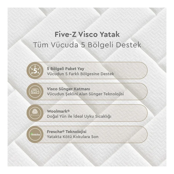 Yataş Five-Z Hybrid Seri 160x200 Cm Çift Kişilik Yatak - Görsel 5
