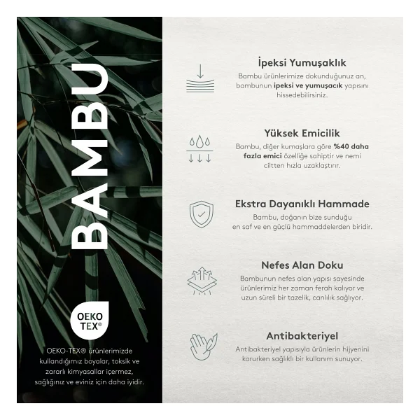 Chakra Solid Bambu Bornoz - Görsel 5