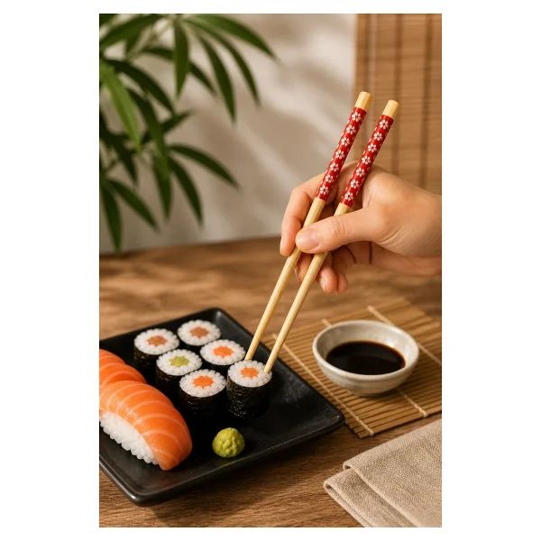 Tby Shop Bambu Chopstick 5 Li Desenli Yıkanabilir Çin Suşi Ramen Noodle Yemek Çubuğu - Görsel 3