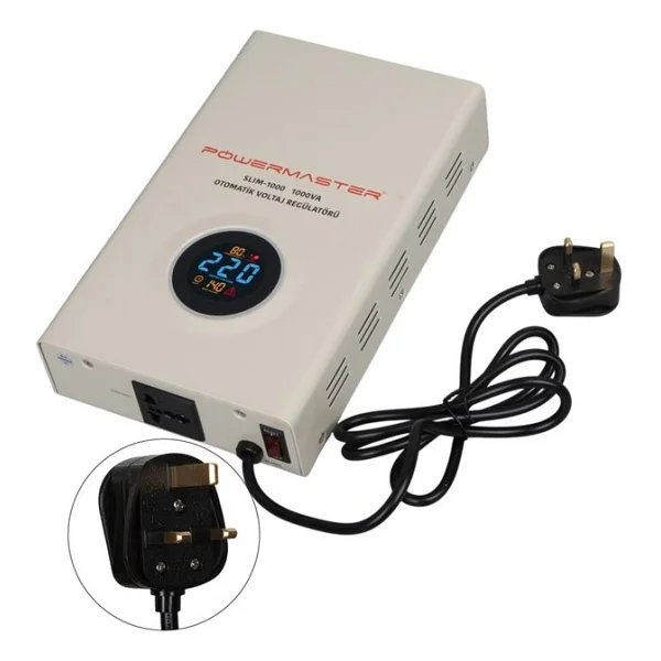 Powermaster Slim-1000 Otomatik 1000va Kombi Voltaj Regülatörü (İngiliz Fişli Ve Evrensel Çoklu Soketli) - Görsel 5