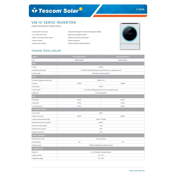 Tescom Vm 3600k Axpert Yüksek Voltajlı 3600w Akıllı Inverter - Görsel 2