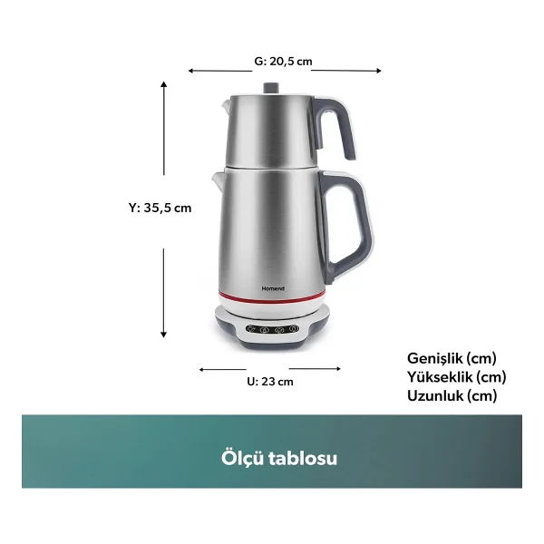 Homend Royaltea 1709h 1800 W Çelik Konuşan Çay Makinesi - Görsel 2