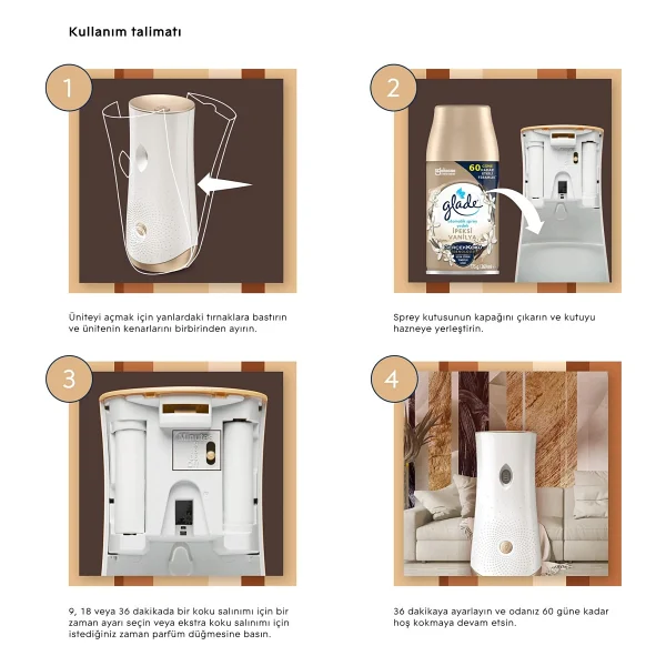 Glade 269 ml Otomatik Sprey Vanilya Makinesi + Yedek ile 60 Gün Etkili Ferahlama - Görsel 3