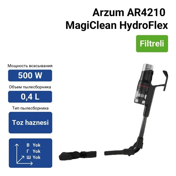 Arzum Magiclean Hydroflex Ar4210 Islak Kuru Şarjlı Dikey Süpürge - Görsel 6