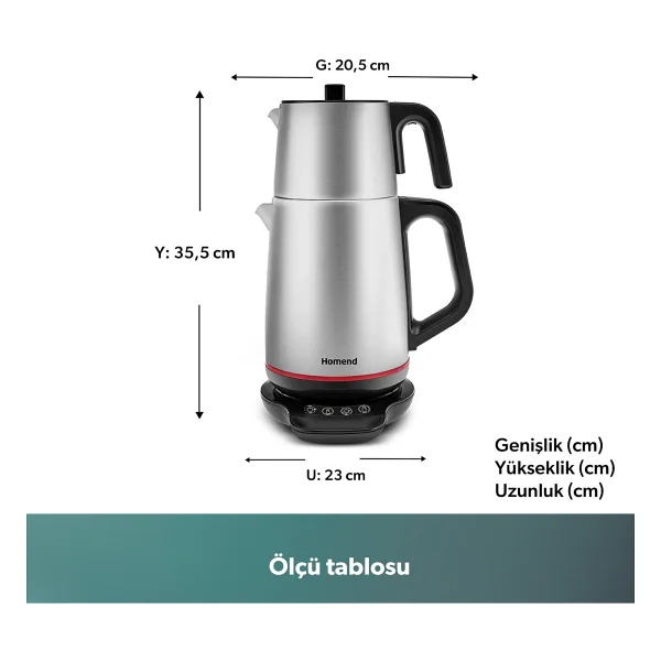 Homend 1708 Royaltea 1.9 Lt Çay Makinesi İnox - Görsel 3
