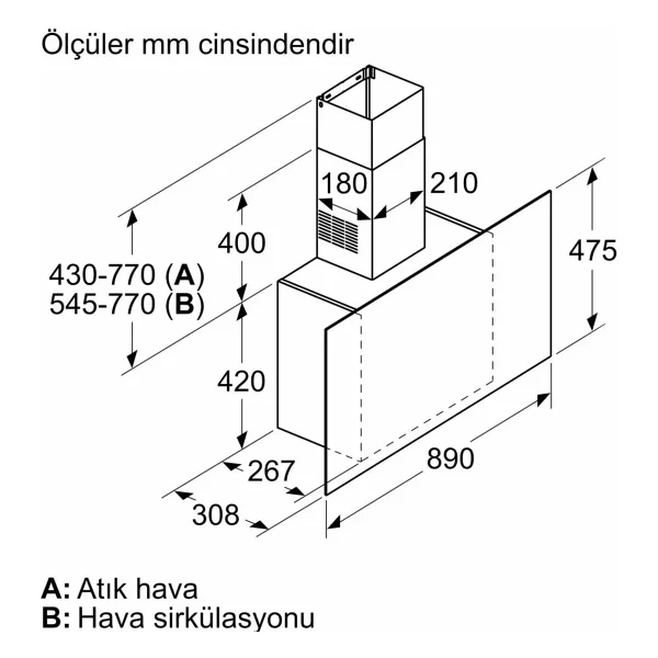Bosch Dwf95aj20t Beyaz Duvar Tipi Davlumbaz - Görsel 4