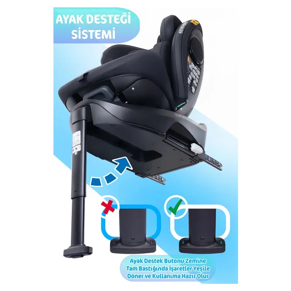 Prego Omegafix Alarmlı 360 Derece Dönebilen I-Size 0-36 Kg Oto Koltuğu - Görsel 4