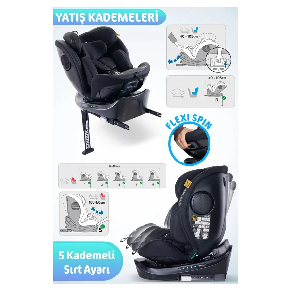 Prego Omegafix Alarmlı 360 Derece Dönebilen I-Size 0-36 Kg Oto Koltuğu - Görsel 6