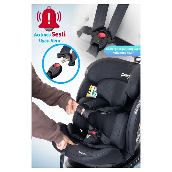 Prego Omegafix Alarmlı 360 Derece Dönebilen I-Size 0-36 Kg Oto Koltuğu - Görsel 8