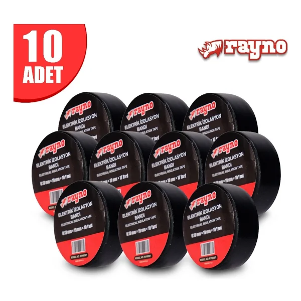 Rayno Elektrik Izolasyon Bandı 0.13 Mm X 19 Mm X 10 Lu Paket - Ryn6097 - 0,13 - Siyah - 10'lu - Görsel 3