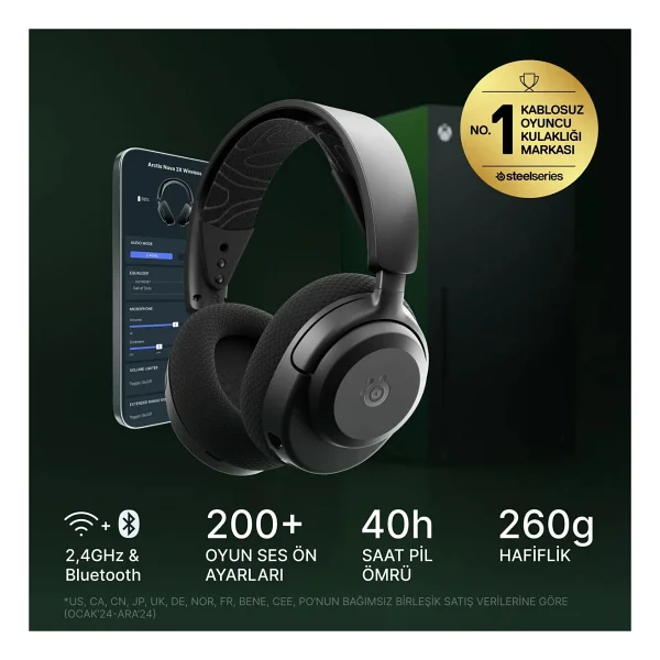 Steelseries Arctis Nova 3x Siyah Kablosuz Kulak Üstü Oyuncu Kulaklığı - Görsel 7