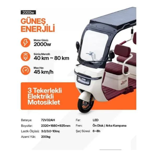 Zlin Motors Troya 3 Tekerlekli Elektrikli Motosiklet - Görsel 8