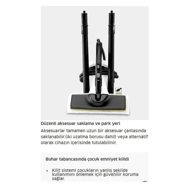 Karcher Sc 2 Easyfix Profesyonel Set 1500w 3.2 Bar Buharlı Temizlik Makinesi - Zemin Ve Yüzey Temizliği Için Tam Set - Ergonomik Easyfix Zemin Başlıklı Buharl - Görsel 2