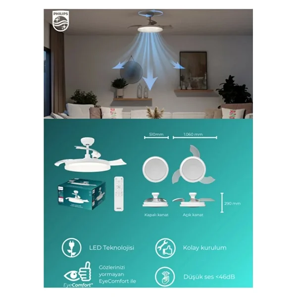 Philips Bliss Aydınlatmalı Tavan Vantilatörü - Görsel 4