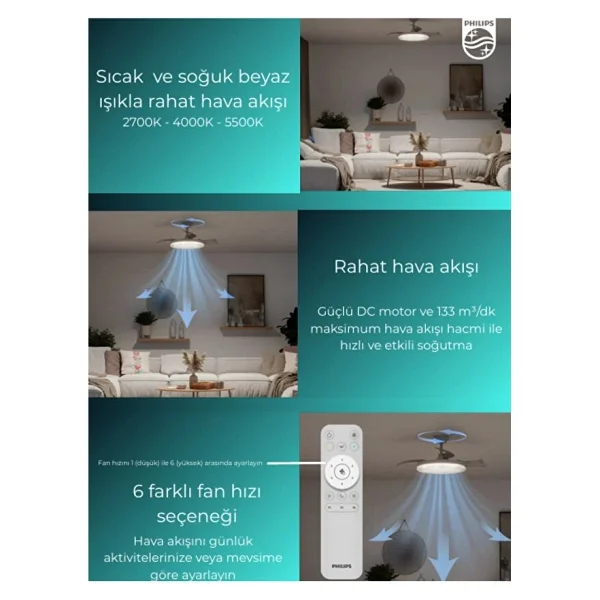 Philips Bliss Aydınlatmalı Tavan Vantilatörü - Görsel 5