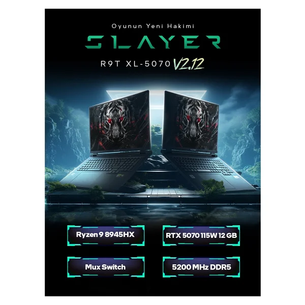 Game Garaj Slayer R9t XL-5070 V2.12 C2 Ryzen 9 8945hx 32 GB 2 TB SSD Rtx5070 18" Wqxga Gaming Laptop - Görsel 3