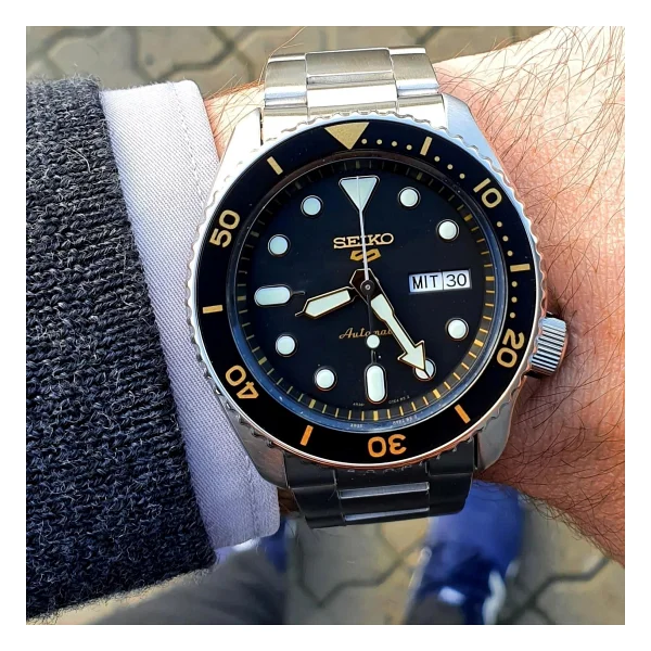 Seiko 5 Sports Skx Srpd57k Çelik Kordon Siyah-Sarı Erkek Kol Saati - Görsel 8