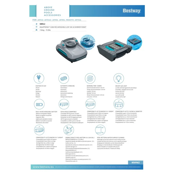 Bestway 58942 Aquatronix Pro G300 Havuz Temizleme Robotu - Görsel 2