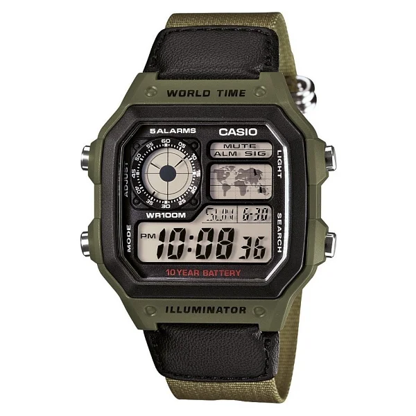 Casio Standart Ae-1200whb-3bvdf Kumaş Kordon Haki Erkek Kol Saati - Görsel 2
