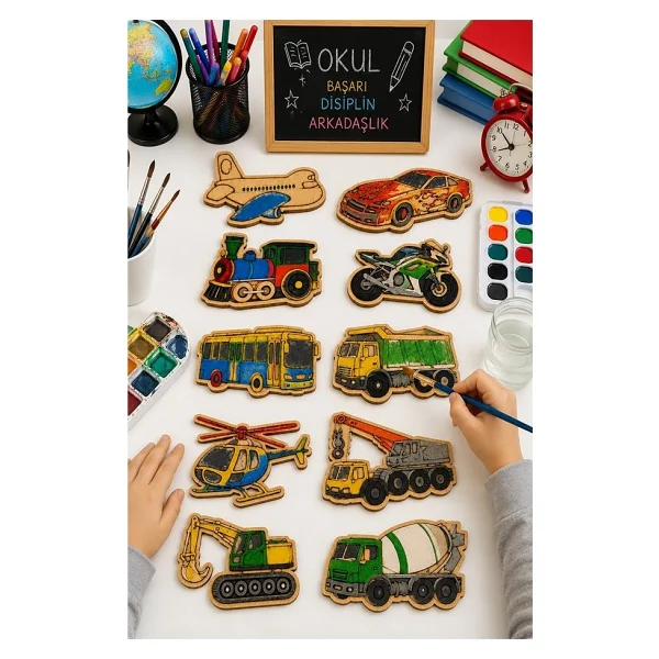 Artmaster Ahşap Boyama Motorsiklet 24 Adet 10x15cm Araba Boyama Figürü Etkinlik Çoçuk Gelişim Motor Beceri Kreş Anasınıfı Çok Renkli - Görsel 2