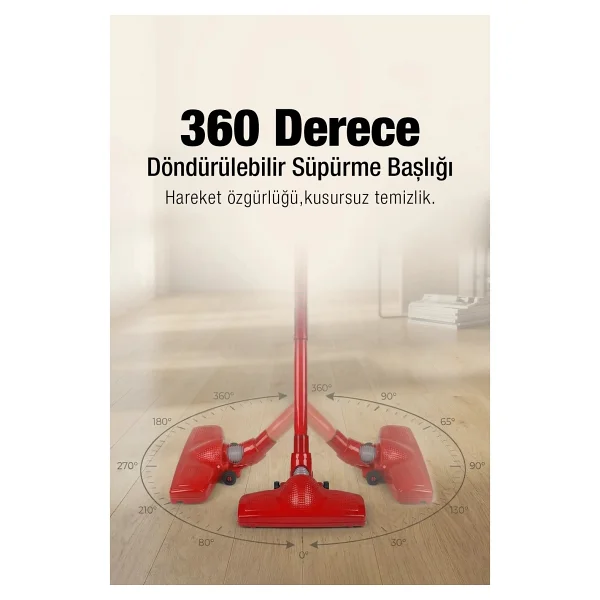 Fantom Speedy Pro Du 2100 Kırmızı Dikey Elektrikli Süpürge - Görsel 4