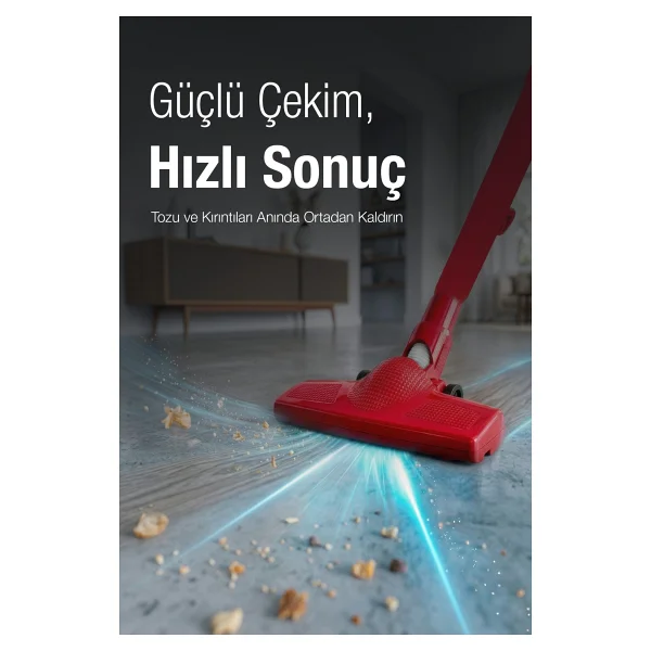 Fantom Speedy Pro Du 2100 Kırmızı Dikey Elektrikli Süpürge - Görsel 5