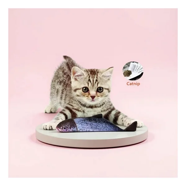 Tineke Kedi Otlu Çıngıraklı Balık Somon Peluş Kedi Oyuncağı - Görsel 6
