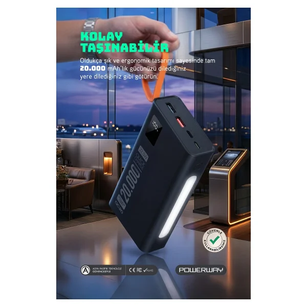 Powerway Qc20 20000 mAh Hızlı Şarj Powerbank - Görsel 2