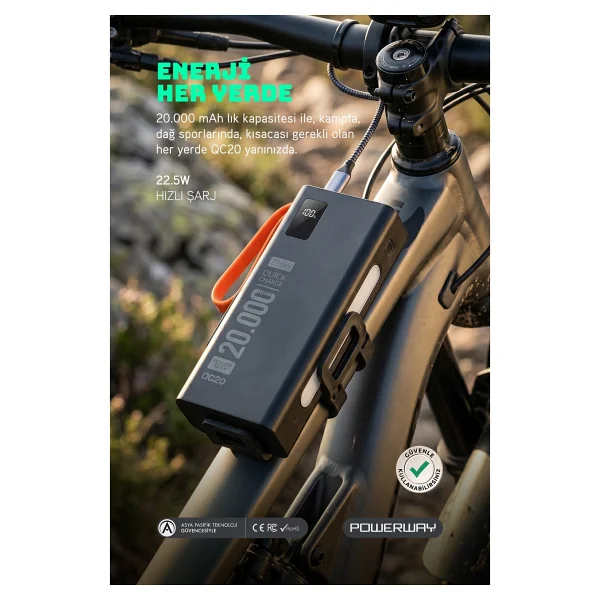 Powerway Qc20 20000 mAh Hızlı Şarj Powerbank - Görsel 3