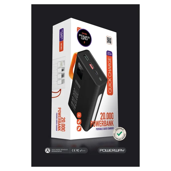 Powerway Qc20 20000 mAh Hızlı Şarj Powerbank - Görsel 5
