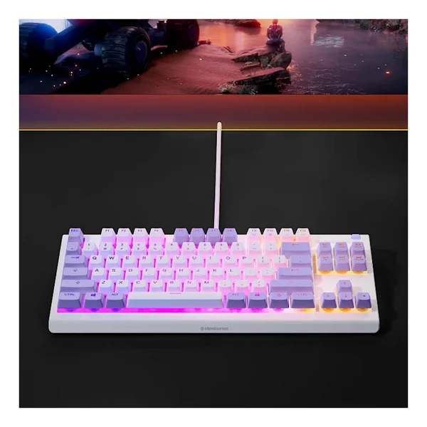 Steelseries Apex 3 Tkl Beyaz-Mor RGB Kablolu Oyuncu Klavyesi - Görsel 3