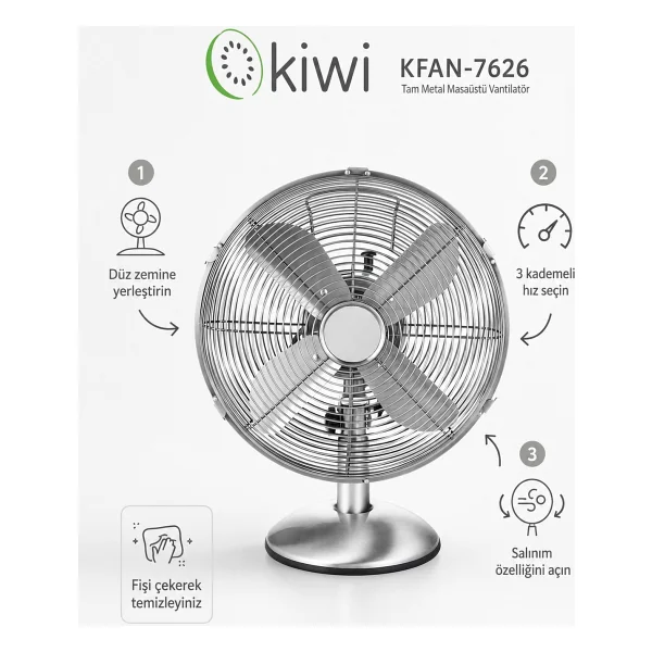 Kiwi Kfan-7626 Masaüstü Vantilatör - Görsel 2