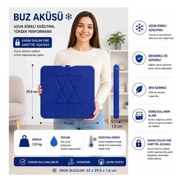 Kale Termos K-700 Buz Aküsü( Ice Pack ) -4 Lü - Mavi - 700 Ml - Görsel 2