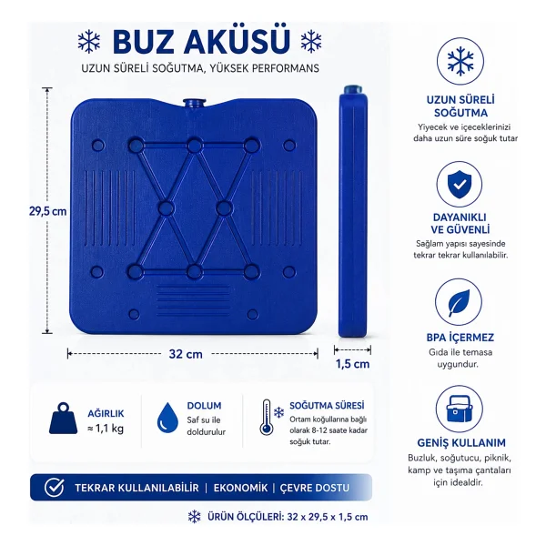 Kale Termos K-700 Buz Aküsü( Ice Pack ) -4 Lü - Mavi - 700 Ml - Görsel 3